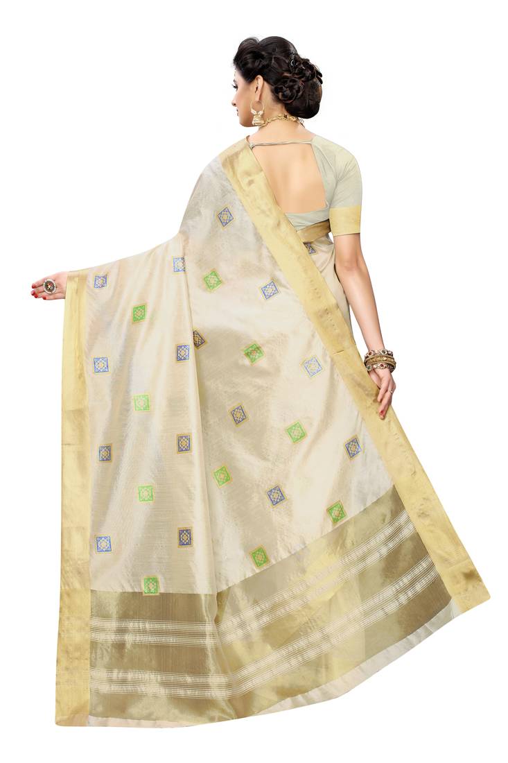 Heavy Zari Block Print with Broad Zari weaving Border Patta SAREE