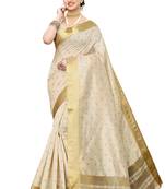 Heavy Zari Block Print with Broad Zari weaving Border Patta SAREE