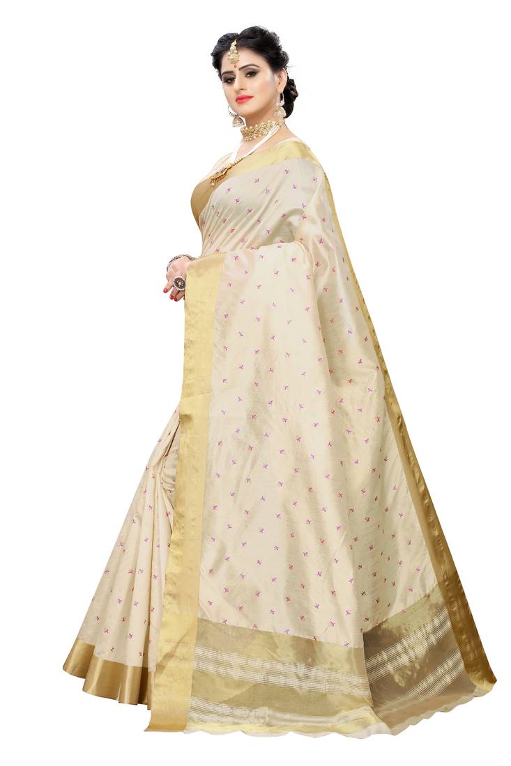 Heavy Zari Block Print with Broad Zari weaving Border Patta SAREE