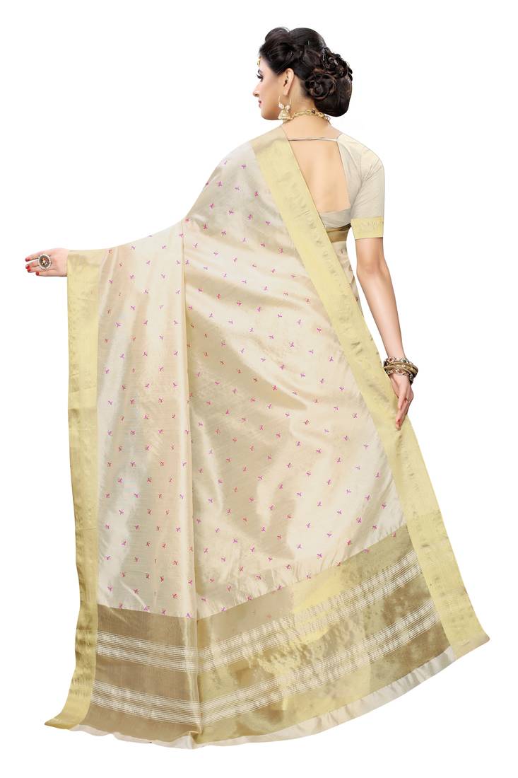 Heavy Zari Block Print with Broad Zari weaving Border Patta SAREE