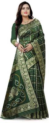 Heavy Art silk with Jeqard  zari Waving Bandhni design and amazing colour Extremely beautiful sarees 1