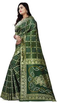 Heavy Art silk with Jeqard  zari Waving Bandhni design and amazing colour Extremely beautiful sarees 3