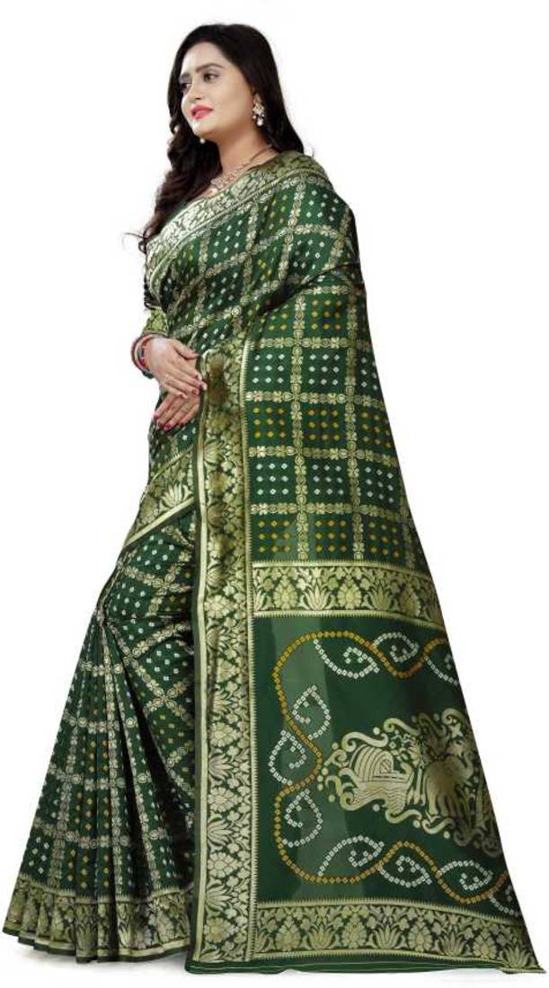 Heavy Art silk with Jeqard  zari Waving Bandhni design and amazing colour Extremely beautiful sarees