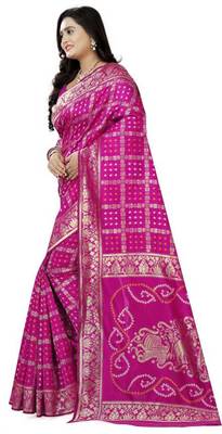 Heavy Art silk with Jeqard  zari Waving Bandhni design and amazing colour Extremely beautiful sarees 2