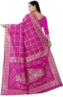 Heavy Art silk with Jeqard  zari Waving Bandhni design and amazing colour Extremely beautiful sarees 3