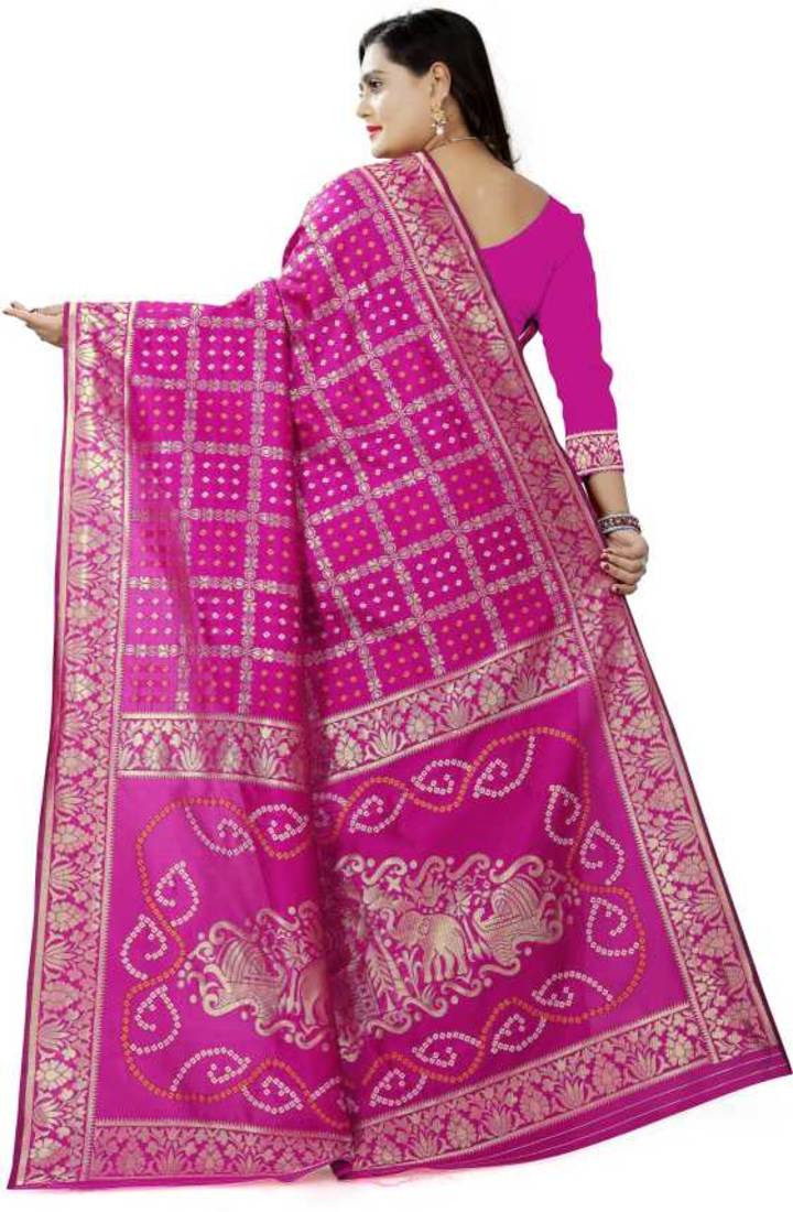Heavy Art silk with Jeqard  zari Waving Bandhni design and amazing colour Extremely beautiful sarees