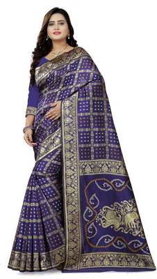 Heavy Art silk with Jeqard  zari Waving Bandhni design and amazing colour Extremely beautiful sarees 1