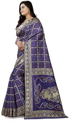 Heavy Art silk with Jeqard  zari Waving Bandhni design and amazing colour Extremely beautiful sarees 2