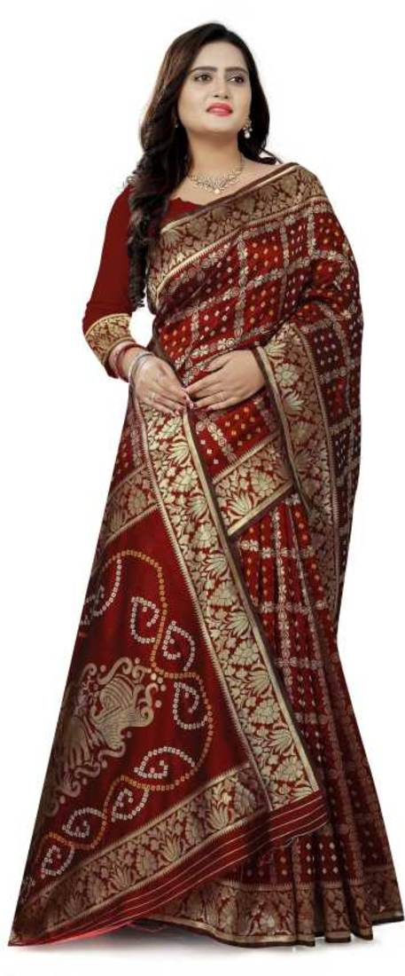 Heavy Art silk with Jeqard  zari Waving Bandhni design and amazing colour Extremely beautiful sarees