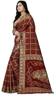 Heavy Art silk with Jeqard  zari Waving Bandhni design and amazing colour Extremely beautiful sarees 3
