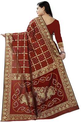 Heavy Art silk with Jeqard  zari Waving Bandhni design and amazing colour Extremely beautiful sarees 4