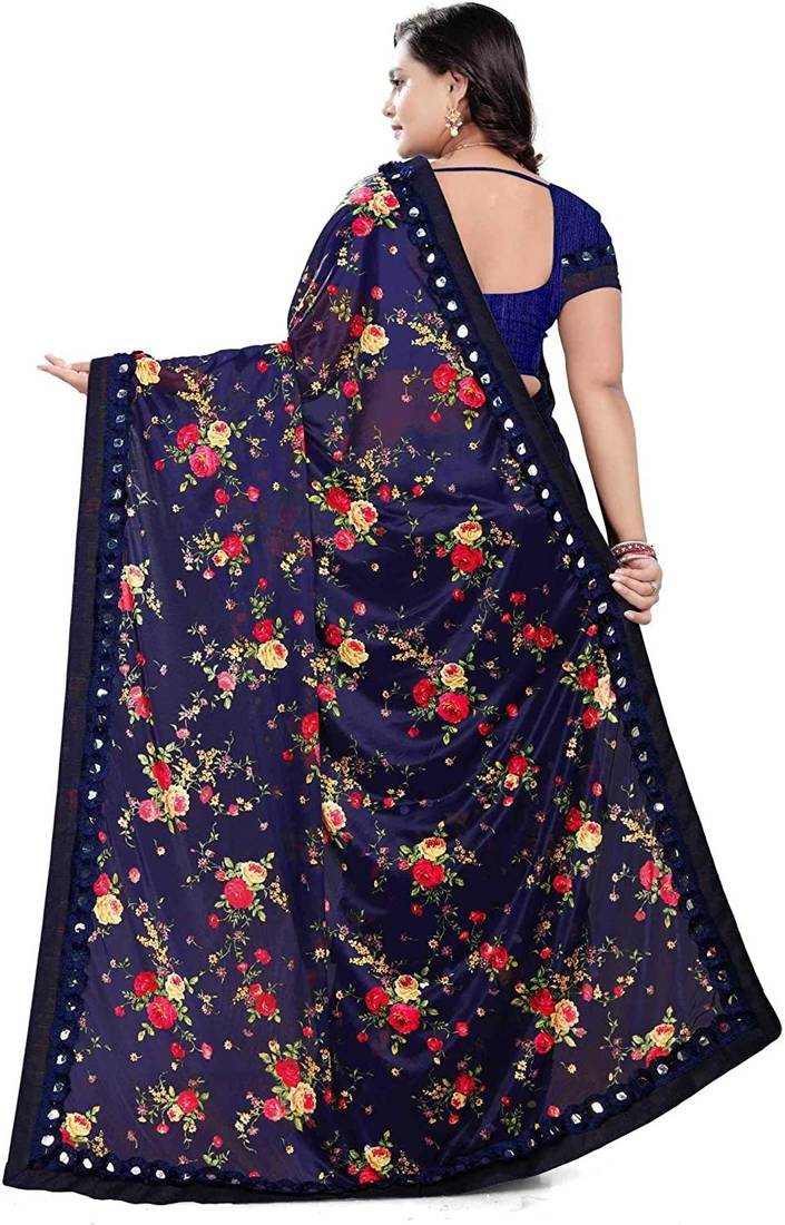 Floral Print pallu with Ton to ton Lycra malai fabric saree