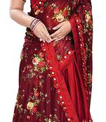 Floral Print pallu with Ton to ton Lycra malai fabric saree