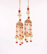 Golden Beaded Jhalar Designed Pair of Kaleera