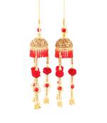Single Tier Red-Golden Designed Pair of Kaleera