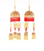 Single Tier Red-Golden With Jhumki Designed Pair of Kaleera