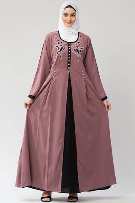 MRC Women Embroidered Shrug Style Abaya With Hijab 1