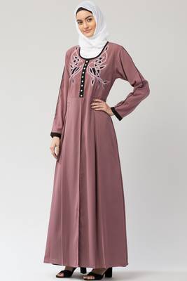 MRC Women Embroidered Shrug Style Abaya With Hijab 4