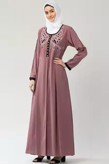 MRC Women Embroidered Shrug Style Abaya With Hijab
