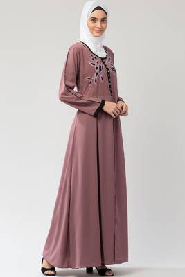 MRC Women Embroidered Shrug Style Abaya With Hijab 5