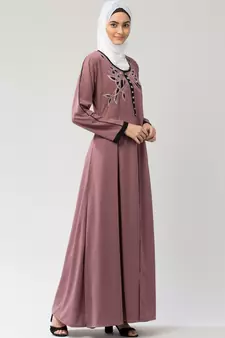 MRC Women Embroidered Shrug Style Abaya With Hijab