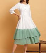 Janasya Off white plain cotton party wear kurtis
