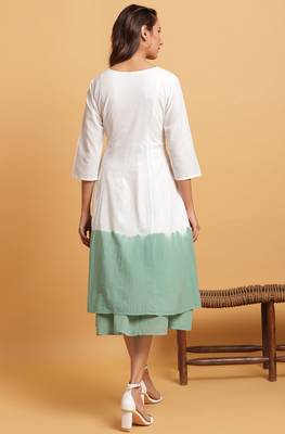 Janasya Off white plain cotton party wear kurtis 4