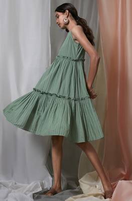 Janasya Green printed cotton party wear kurtis 1
