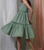 Janasya Green printed cotton party wear kurtis