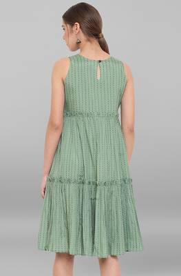 Janasya Green printed cotton party wear kurtis 4