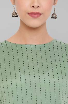 Janasya Green printed cotton party wear kurtis 5