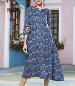 Janasya Blue printed rayon party wear kurtis