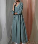 Janasya Green woven rayon ethnic kurtis