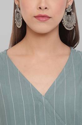 Janasya Green woven rayon ethnic kurtis 5