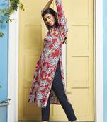 Janasya Pink printed rayon ethnic kurtis