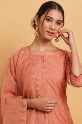 Peach embroidered polyester salwar 2