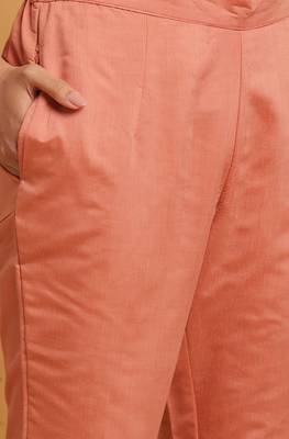 Peach embroidered polyester salwar 3