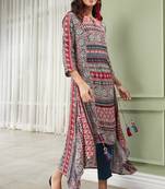 Janasya Multicolor printed rayon ethnic kurtis