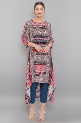 Janasya Multicolor printed rayon ethnic kurtis 2