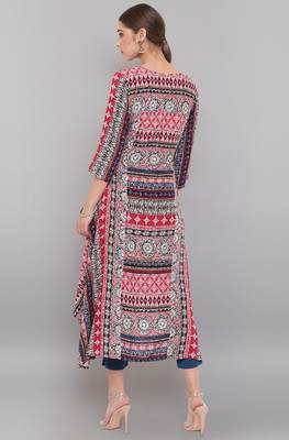 Janasya Multicolor printed rayon ethnic kurtis 4