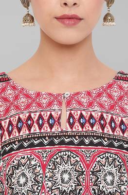 Janasya Multicolor printed rayon ethnic kurtis 5
