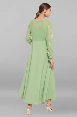 Light green printed crepe ethnic kurtis 4