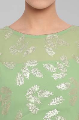 Light green printed crepe ethnic kurtis 5