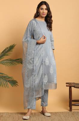 Grey printed chanderi salwar 1