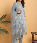 Grey printed chanderi salwar