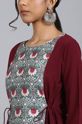 Janasya Wine printed crepe ethnic-kurtis 5