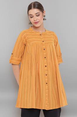 Mustard woven cotton tunics 2