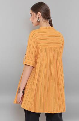 Mustard woven cotton tunics 4