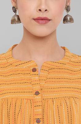 Mustard woven cotton tunics 5