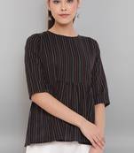 Janasya Black woven cotton tunics